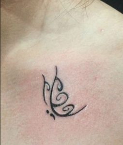 Beautiful Semicolon Butterfly Line Tattoo