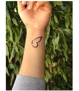 Beautiful Semicolon Butterfly Line Tattoo Idea