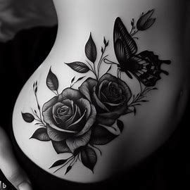 Black-Rose-And-Butterfly-Tattoo-for-black-skin
