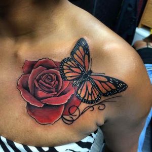 Butterfly-Tattoo-Rose-And-Monarch