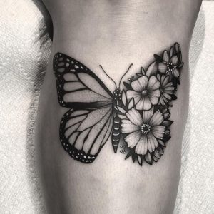 Floral Monarch Butterfly Tattoo