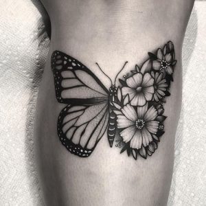 monarch butterfly tattoos black and white