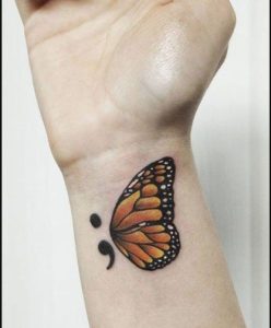 Full Semicolon Butterfly Tattoo