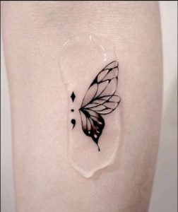 Henna Semicolon butterfly Tattoo