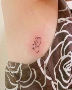 Minimalistic Semicolon Butterfly Tattoo