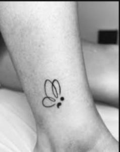 Semicolon Butterfly Tattoo White Black