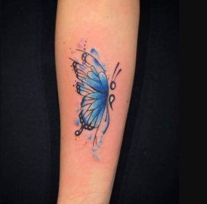 Semicolon Butterfly Tattoo with a Burst of Colors ideas