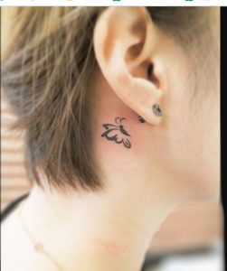 Semicolon Butterfly tattoo with behind the ear