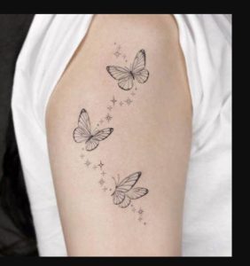 Shoulder Semicolon Butterfly Tattoo