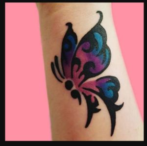 Watercolour Semicolon Butterfly Tattoo