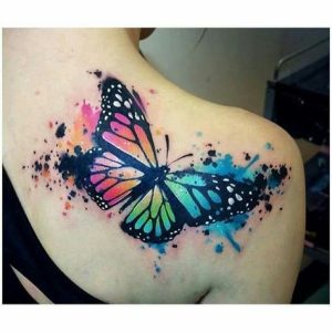 Watercolour Semicolon Butterfly Tattoo Ideas