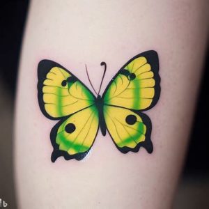 yellow-and-green-semicolon-butterfly-tattoo
