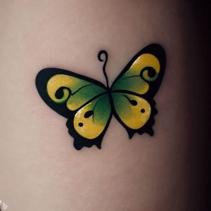 yellow-and-green-semicolon-butterfly-tattoo-for-girls