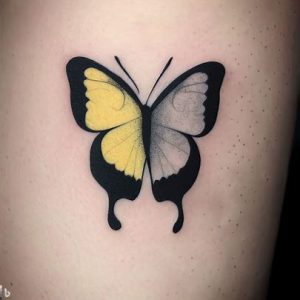 yellow-and-grey-semicolon-butterfly-tattoo