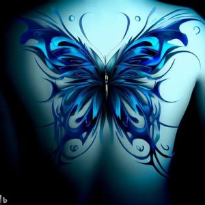 Abstract Blue Butterfly Tattoos