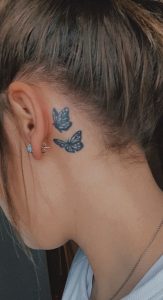 Black Butterfly Tattoo Behind Ear ideas