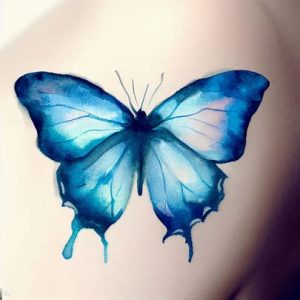 Watercolour-blue-butterfly-tattoos-for-girls