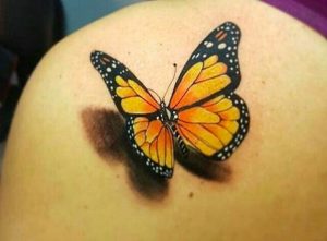Yellow and Black Butterfly Tattoo