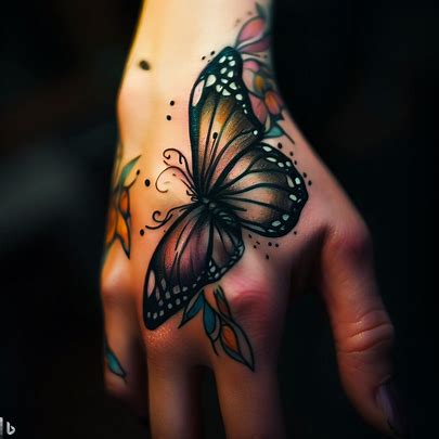 Butterfly Hand Tattoo