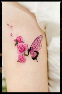 Flower-With-a-Pink-Butterfly-Tattoo 