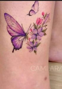 Flower-With-a-Pink-Butterfly-Tattoo-ideas