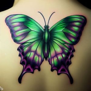 Green and Purple Butterfly Tattoo