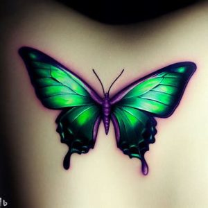 Green and Purple Butterfly Tattoo ideas