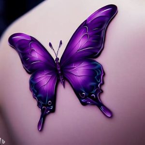 Purple 3D Butterfly Tattoo women body