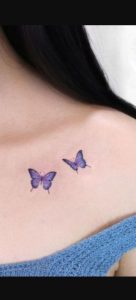 Purple Butterfly Tattoo On Shoulder