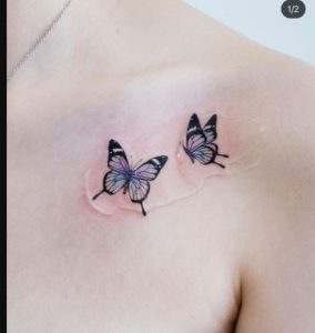 Purple Butterfly Tattoo On Shoulder designs