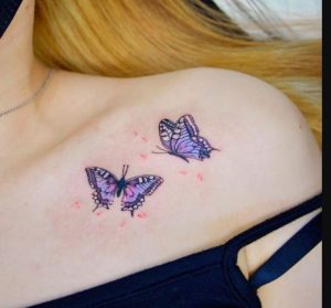 Purple Butterfly Tattoo On Shoulder ideas
