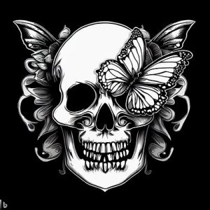butterfly skull Tattoo For men