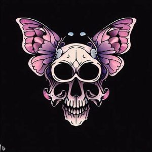 feminine butterfly skull tattoo