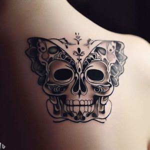 feminine butterfly skull tattoo for girls