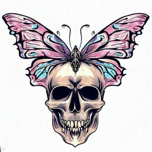 feminine butterfly skull tattoo ideas