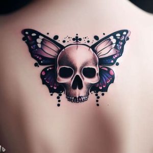 feminine butterfly skull tattoo popular