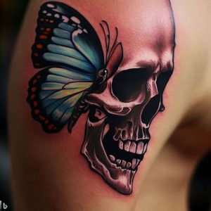half skull half butterfly tattoo designs