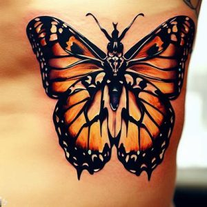 monarch butterfly skull tattoo