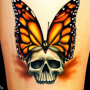 monarch butterfly skull tattoo popular