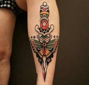 tattoo-traditional-butterfly-dagger