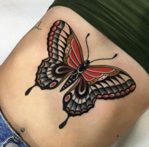 traditional butterfly woman tattoos
