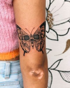 traditional skull butterfly tattoo