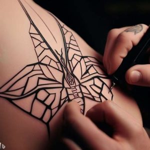 Geometric Butterfly Dragon Tattoos On women