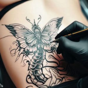 Japanese Butterfly Dragon Tattoo for girls