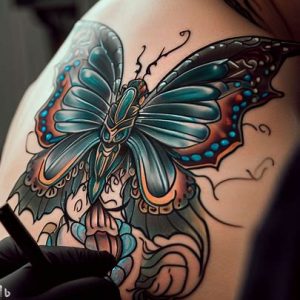 Neo-Traditional Butterfly Dragon Tattoo