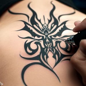 Tribal Butterfly Dragon Tattoo For Wome n