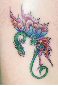 Watercolor Butterfly Dragon tattoo