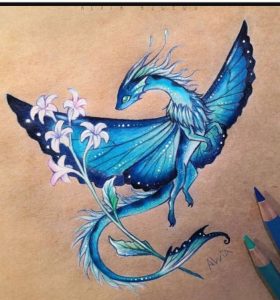 Watercolor Butterfly Dragon tattoos