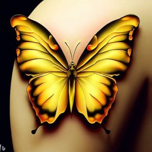 3d yellow butterfly tattoo design