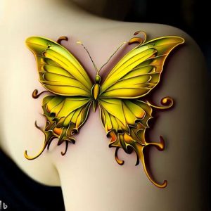3d yellow butterfly tattoo for girls